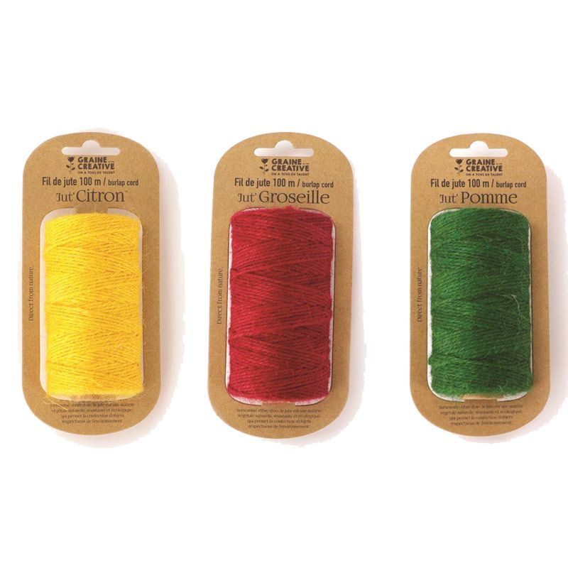 3 bobines de fil de jute jaune rouge vert 100mx2mm 3 bobines de fil de jute jaune rouge vert 100mx2mm