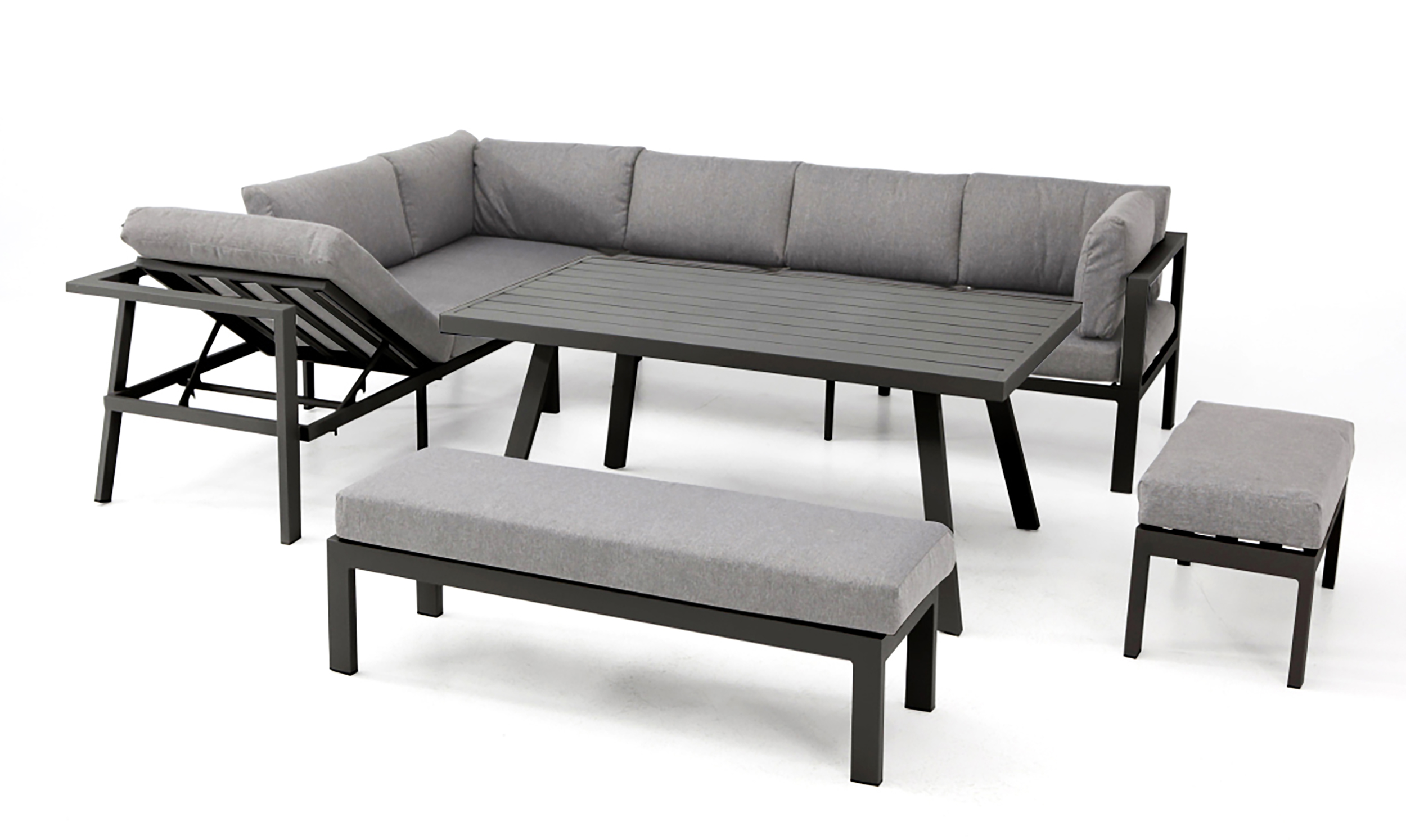 Ensemble repas de jardin 9 places en aluminium gris anthracite