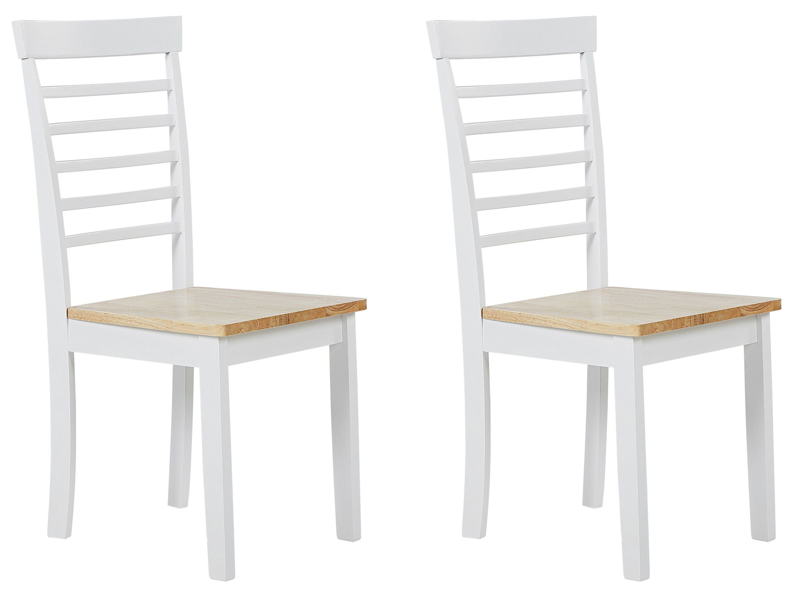 lot de 2 chaises de salle à manger bois clair et blanches