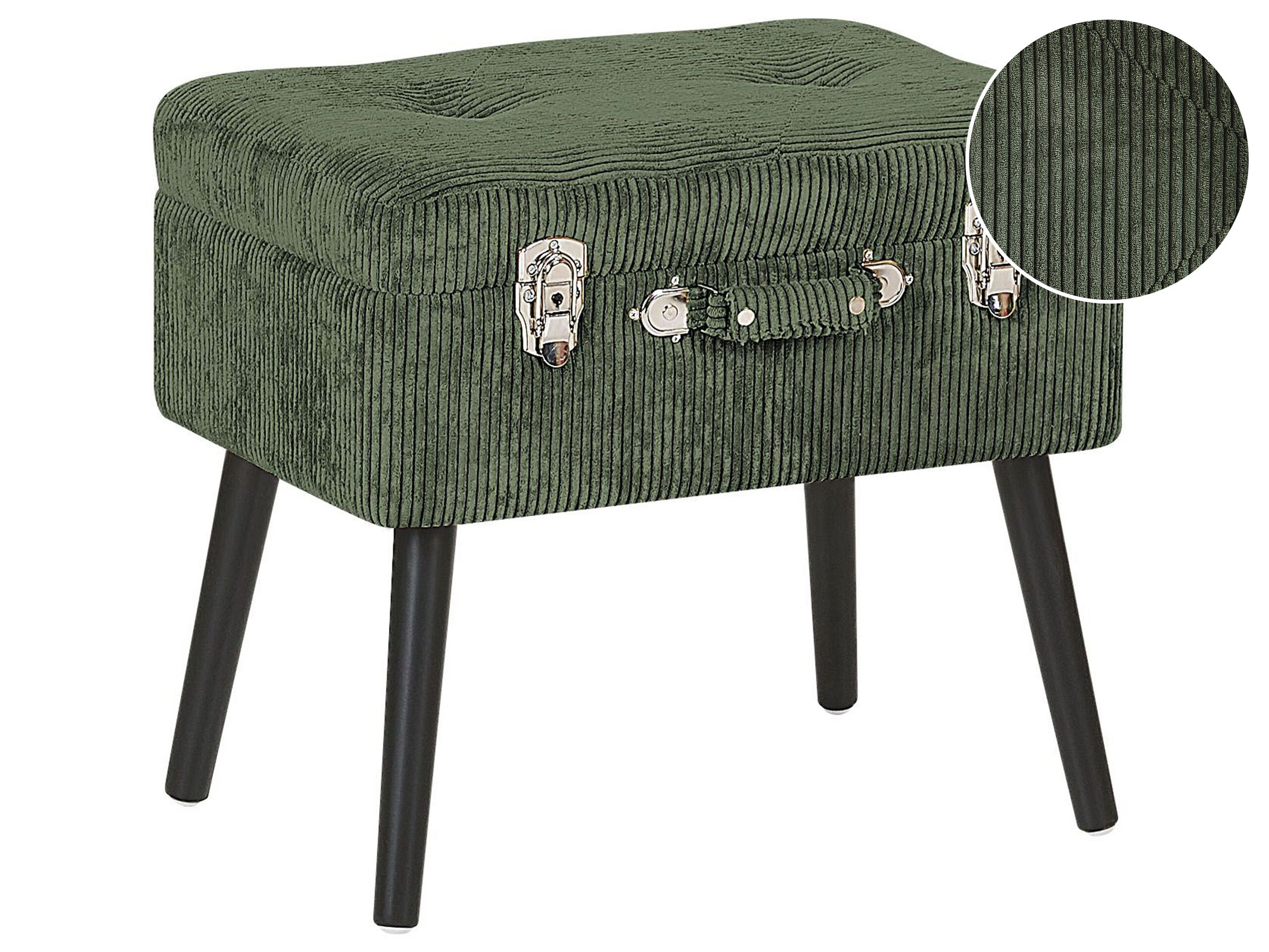 Tabouret avec coffre en velours côtelé vert foncé (photo) Tabouret avec coffre en velours côtelé vert foncé
