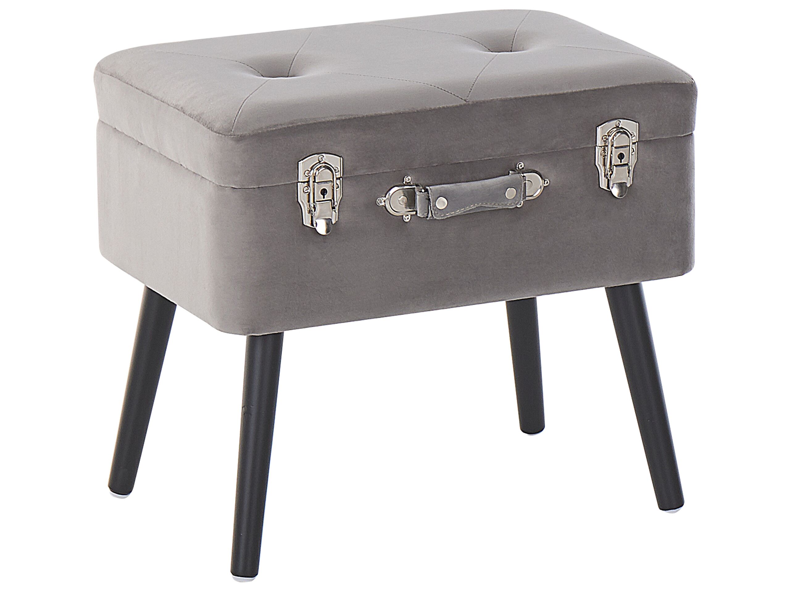 Tabouret avec coffre en velours gris (photo) Tabouret avec coffre en velours gris