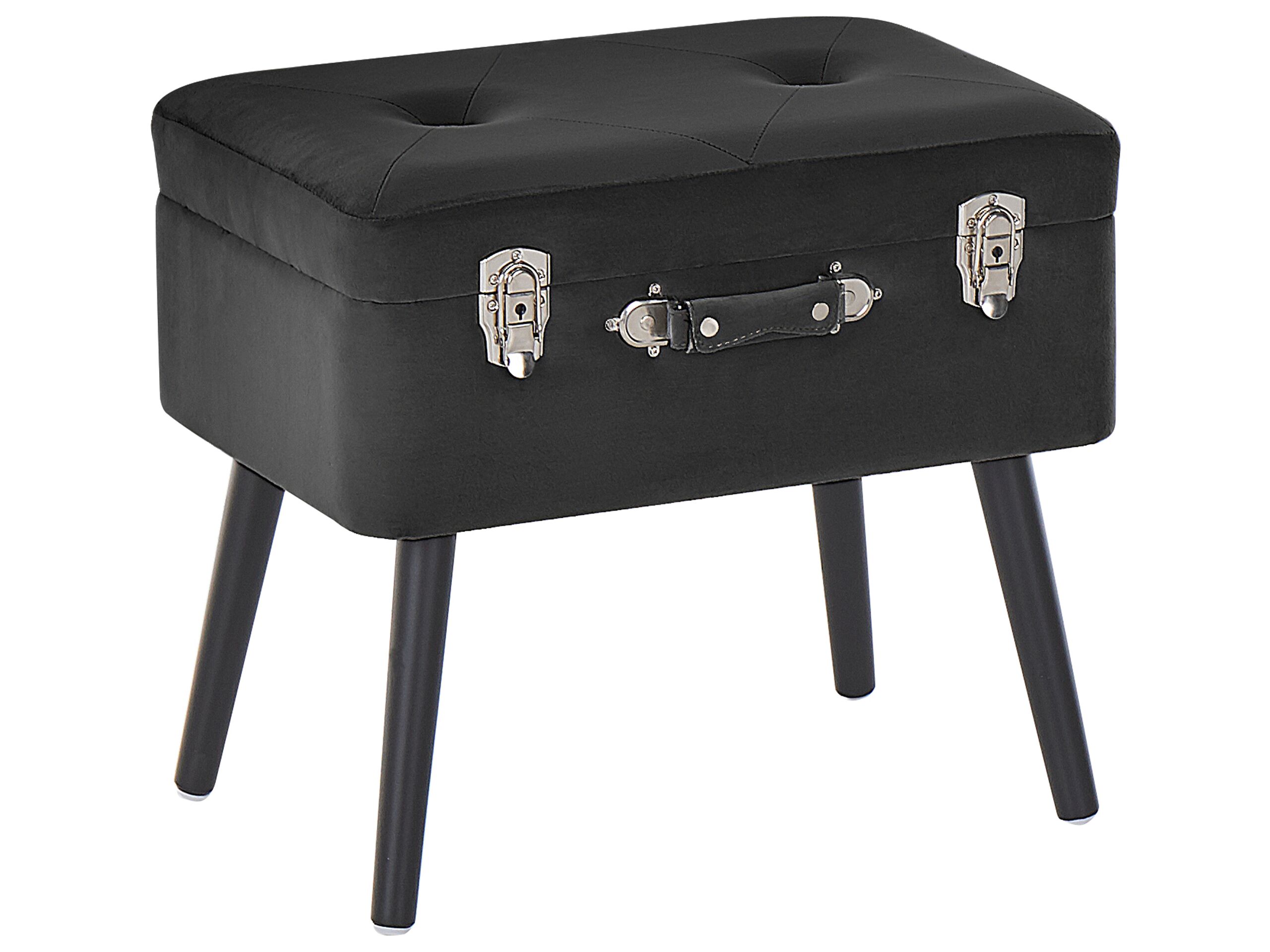 Tabouret avec coffre en velours noir (photo) Tabouret avec coffre en velours noir