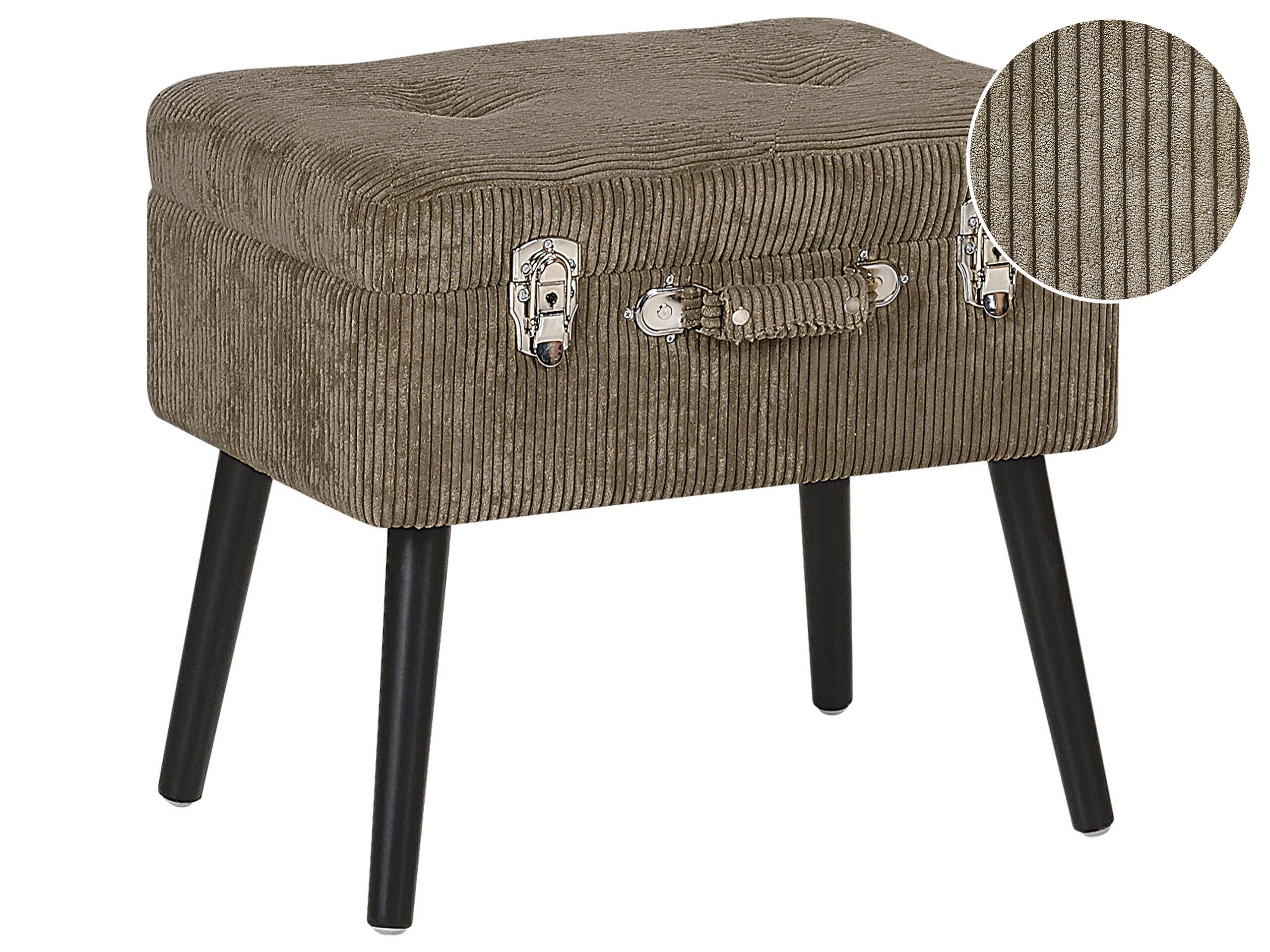 Tabouret avec coffre en velours côtelé beige sable (photo) Tabouret avec coffre en velours côtelé beige sable