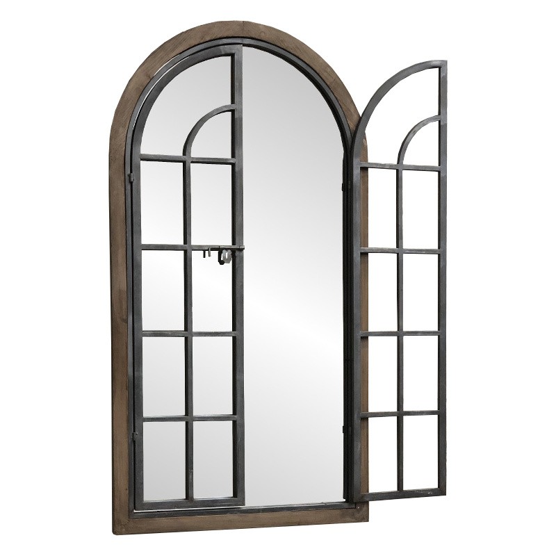 Grand miroir fenêtre volet bois fer 150x135 (photo) Grand miroir fenêtre volet bois fer 150x135