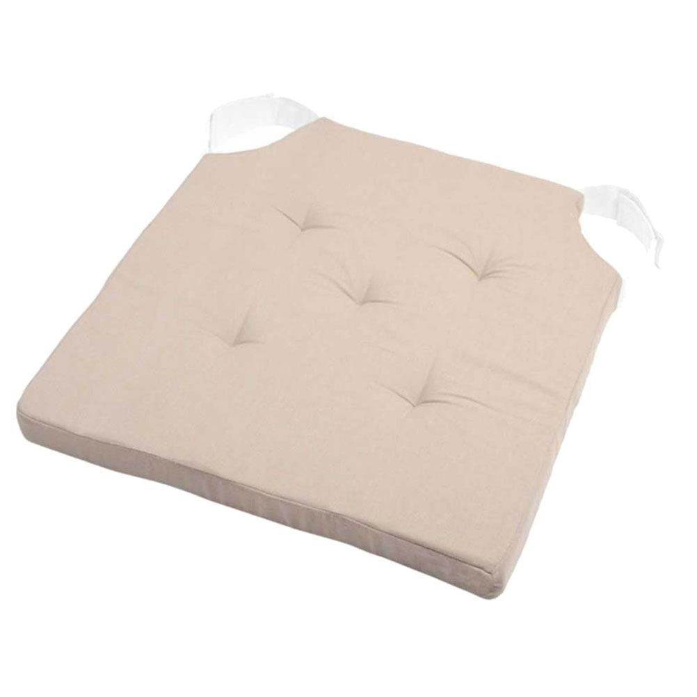Coussin de chaise reversible lin et beige 38x38 (photo) Coussin de chaise reversible lin et beige 38x38