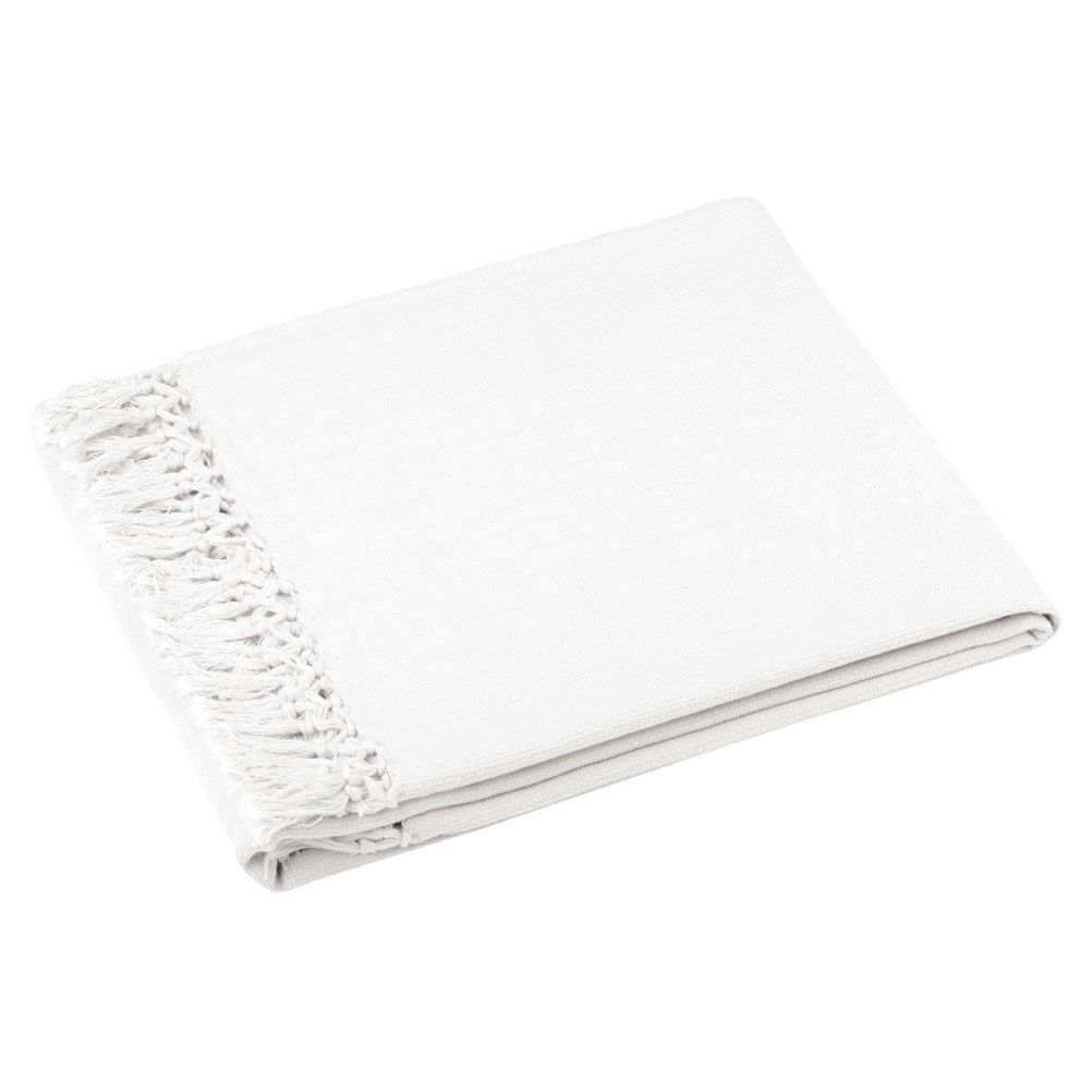Jeté déco en coton écru 125x150