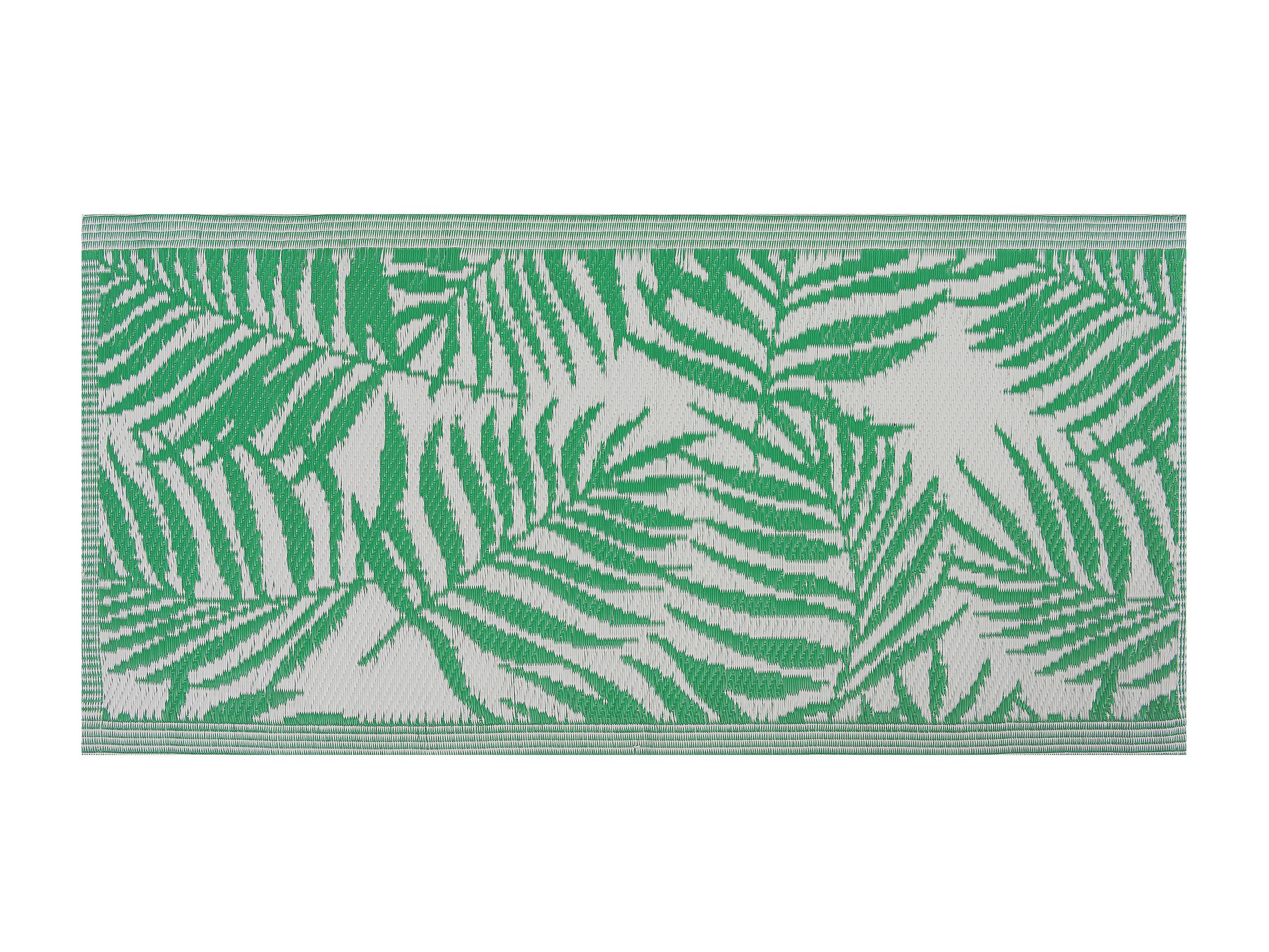 Tapis extérieur vert au motif feuilles de palmier 60 x 105 cm