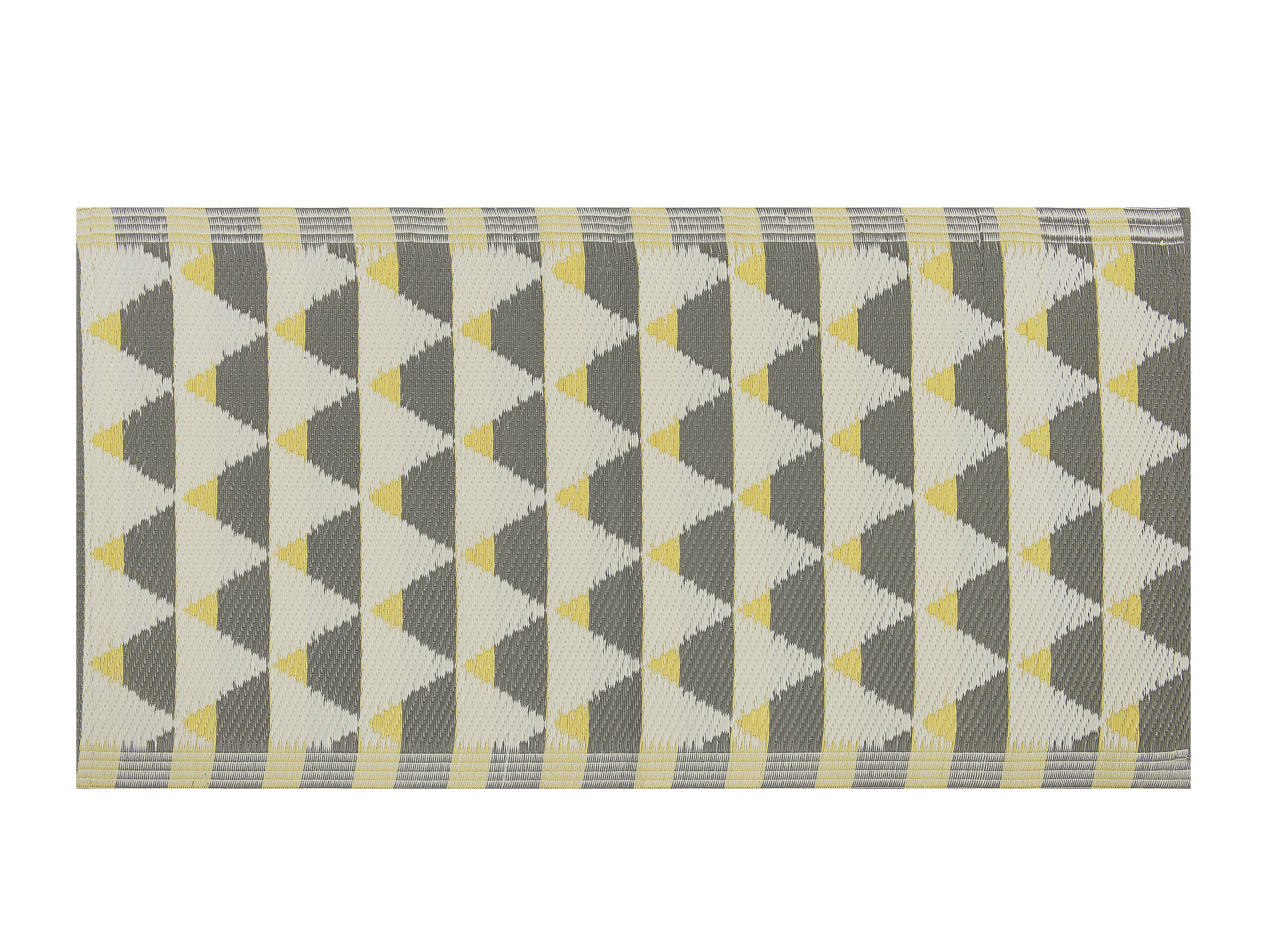 Tapis extérieur au motif triangles gris et jaunes 60 x 105 cm