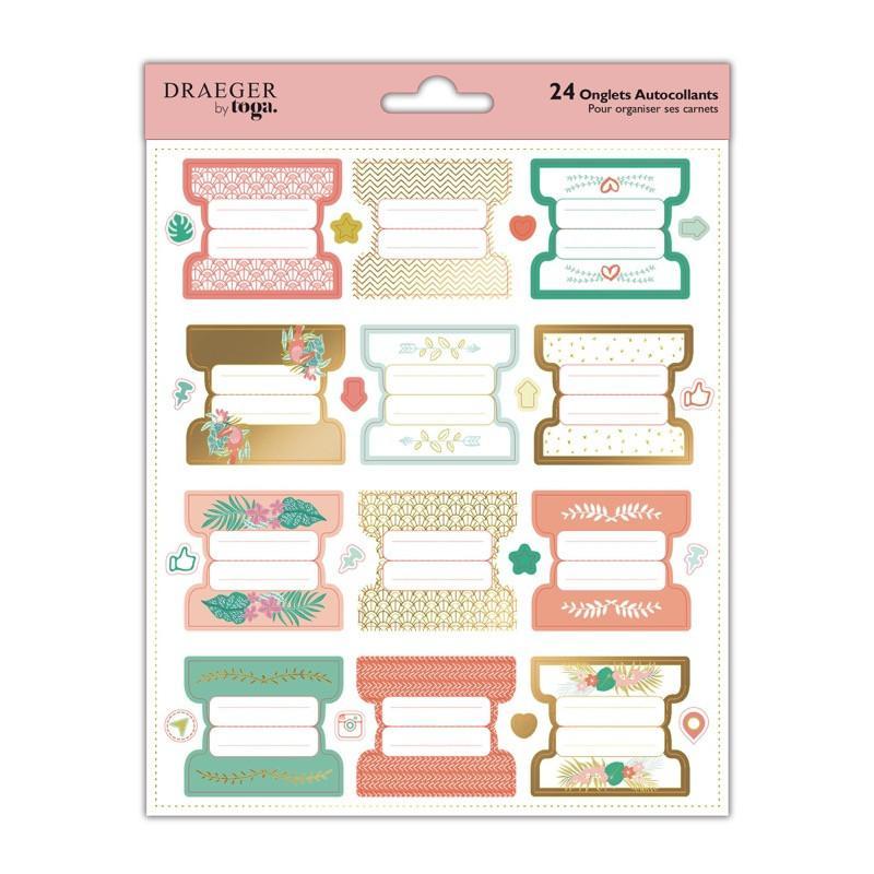 Stickers onglets autocollants pastel et dorés pour carnets Stickers onglets autocollants pastel et dorés pour carnets