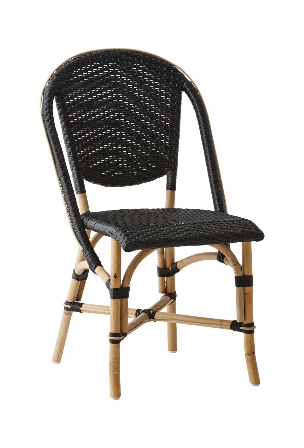 Chaise repas empilable en rotin et fibre synthétique noir