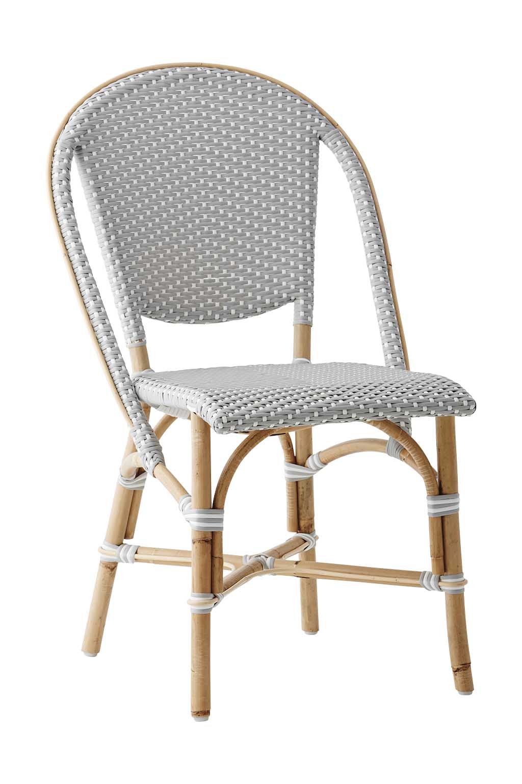 Chaise repas empilable en rotin et fibre synthétique gris