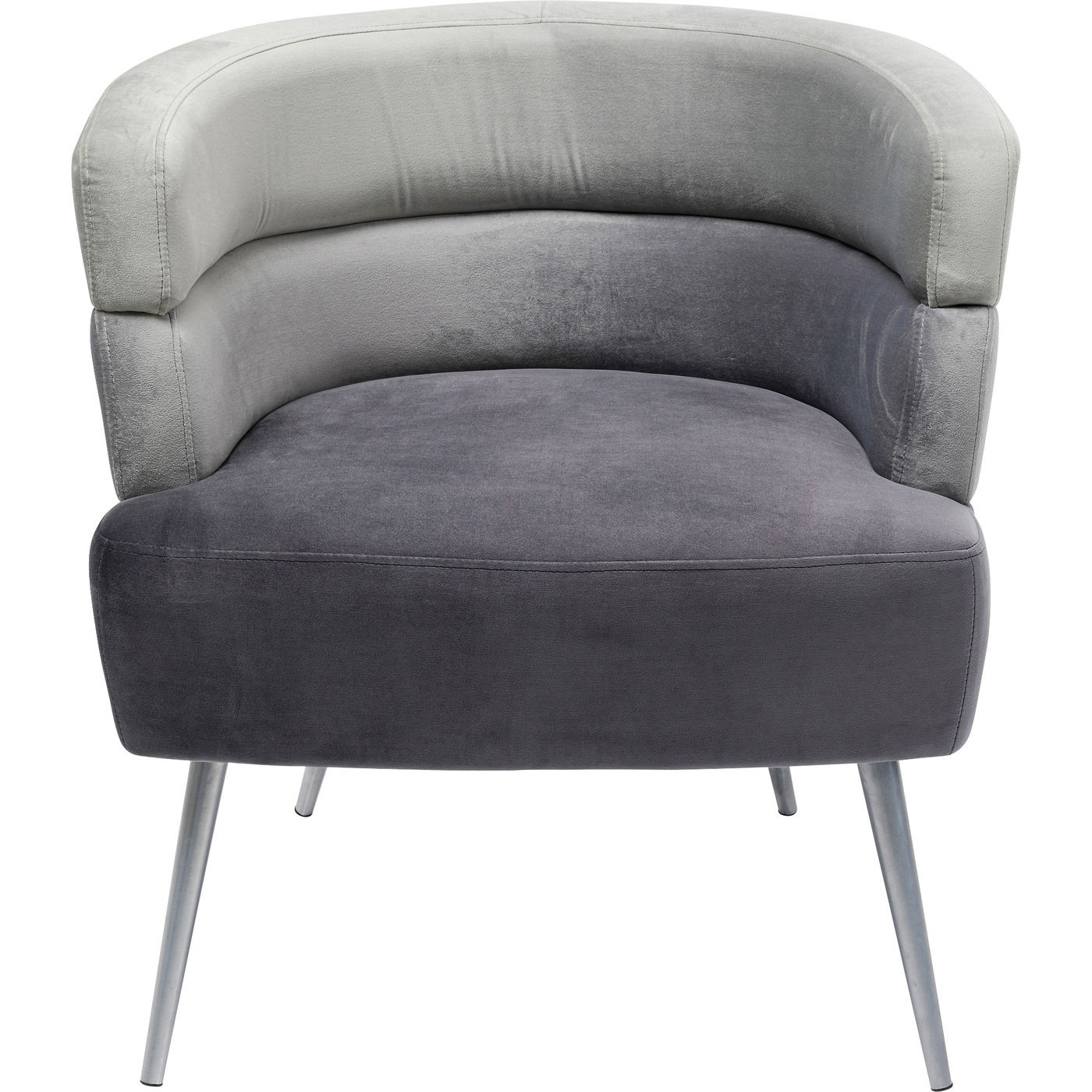 Fauteuil en velours gris et acier chromé Fauteuil en velours gris et acier chromé
