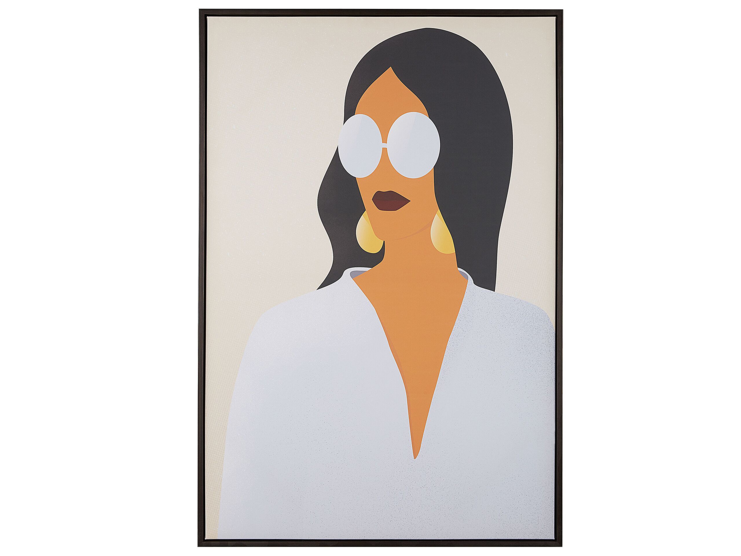 Toile imprimée multicolore femme avec cadre 63 x 93 cm