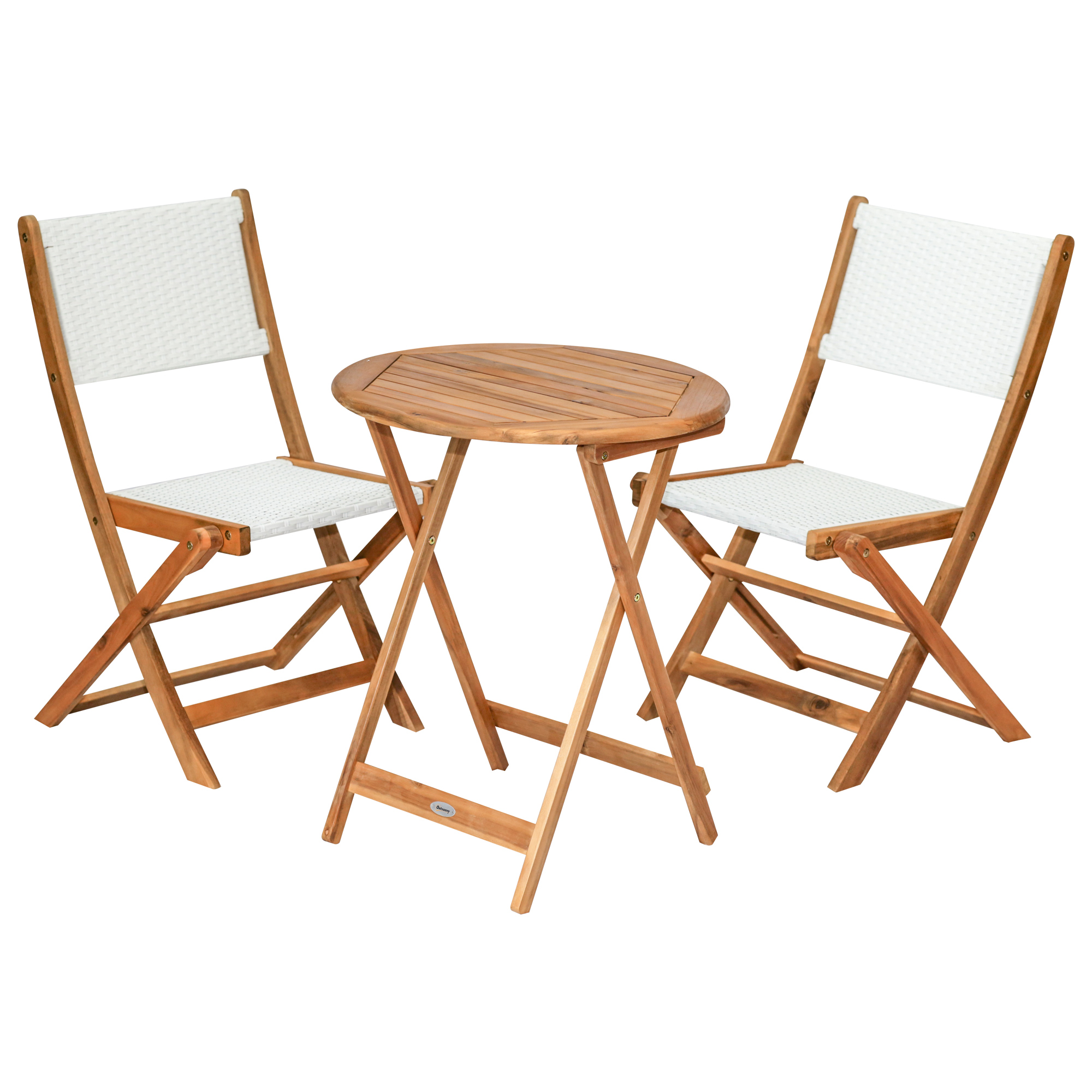 Ensemble bistro de jardin 3 pièces style colonial bois acacia résine