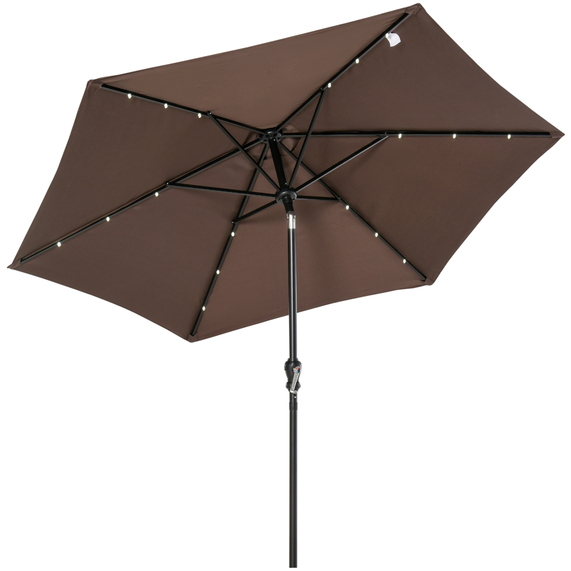Parasol lumineux hexagonal inclinable parasol LED chocolat (photo) Parasol lumineux hexagonal inclinable parasol LED chocolat