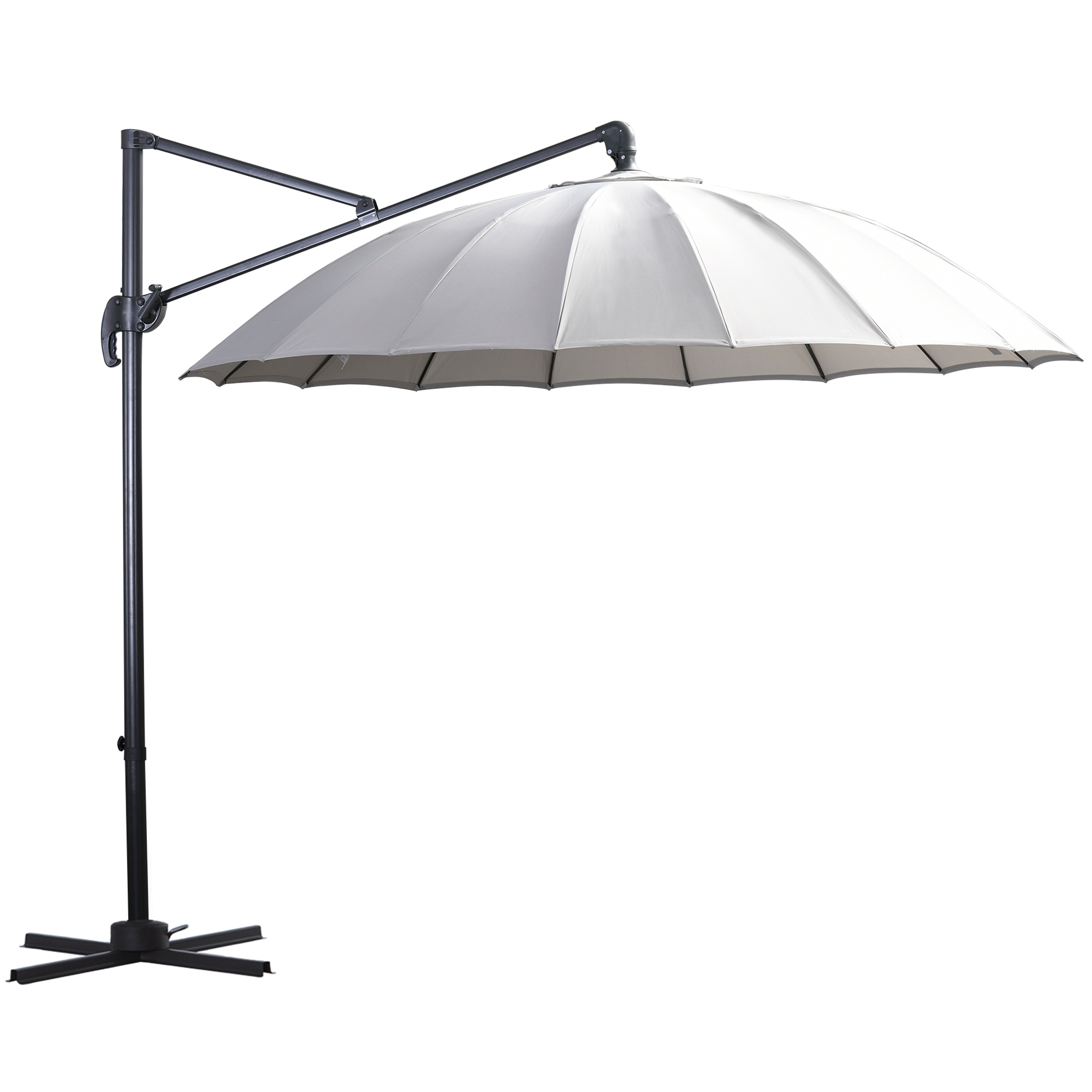 Parasol déporté rond inclinable rotatif 360° gris
