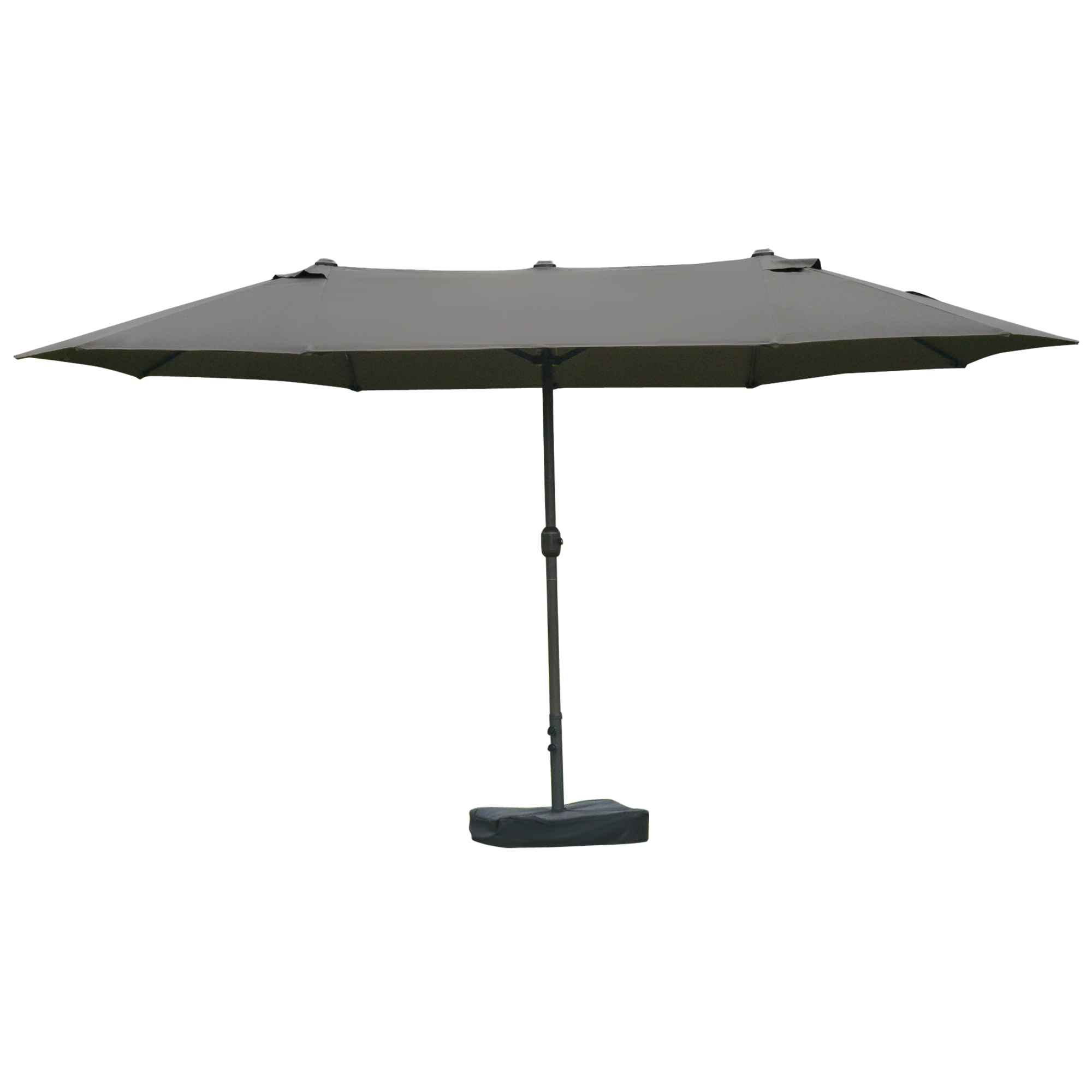 Parasol de jardin XXL pied contrepoids inclus acier polyester gris