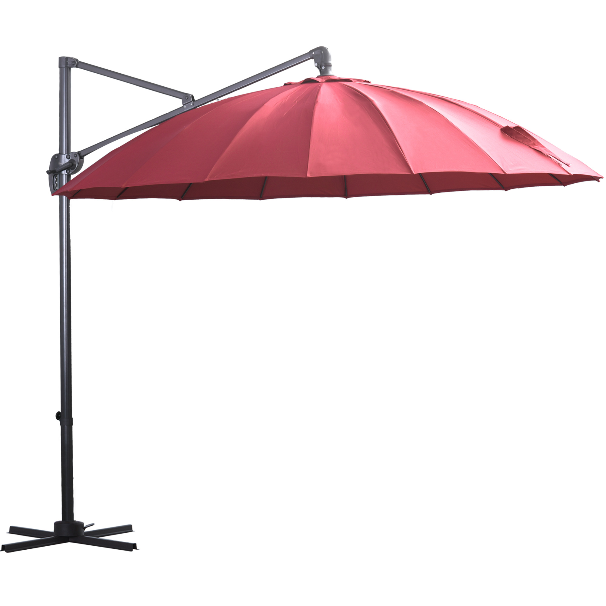 Parasol déporté rond inclinable rotatif 360° bordeaux