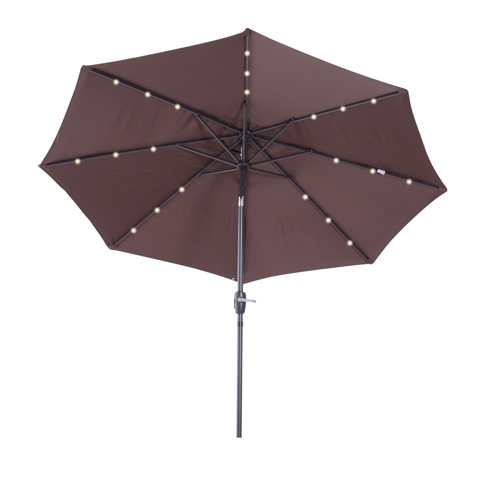 Parasol lumineux LED octogonal inclinable chocolat