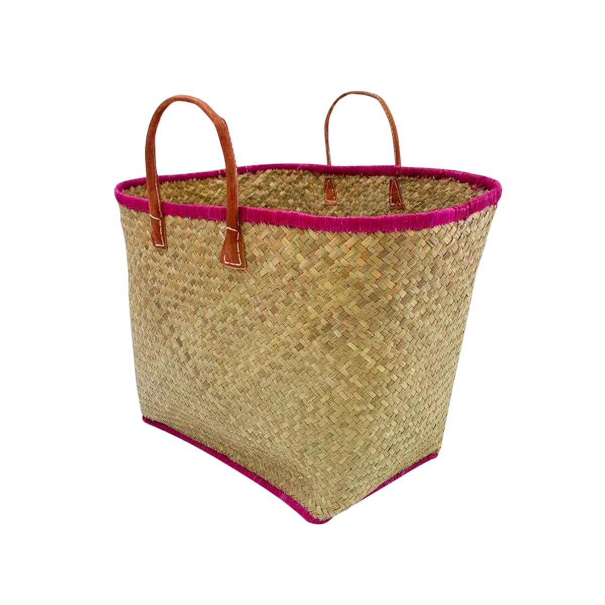 Panier naturel et fuchsia penjy GM (photo) Panier naturel et fuchsia penjy GM
