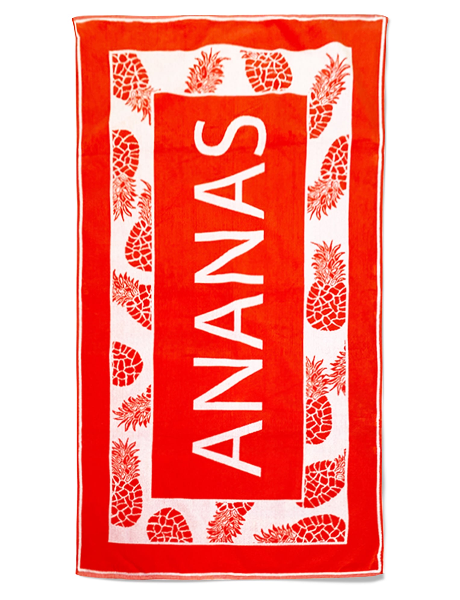 Serviette de plage éponge velours orange texty ananas 90 x 170 Serviette de plage éponge velours orange texty ananas 90 x 170