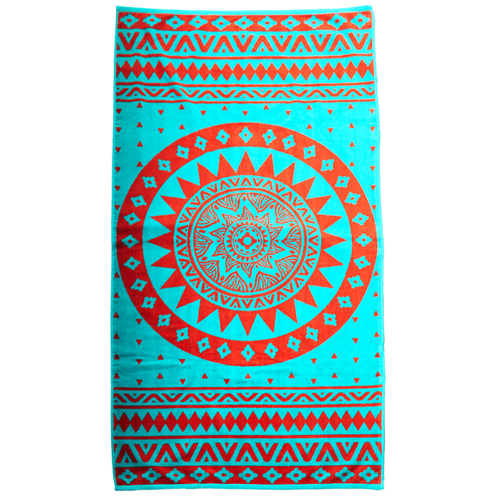 Serviette de plage éponge velours bleu mandala 90 x 170 (photo) Serviette de plage éponge velours bleu mandala 90 x 170