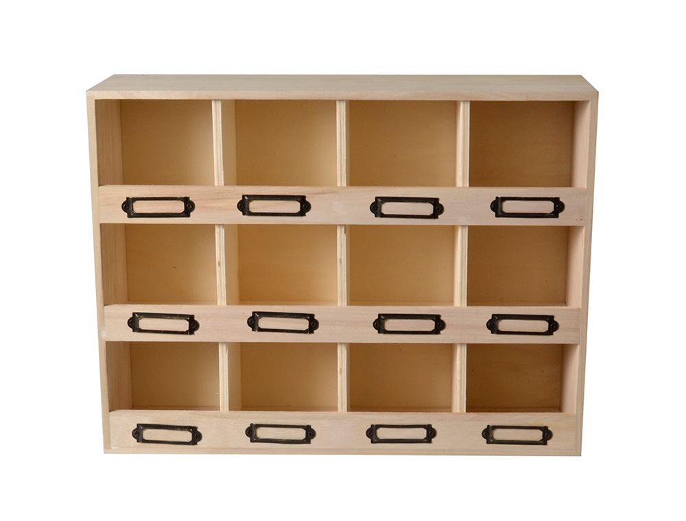 Casier de rangement en bois 12 emplacements 39,5x29,5x22cm (photo) Casier de rangement en bois 12 emplacements 39,5x29,5x22cm