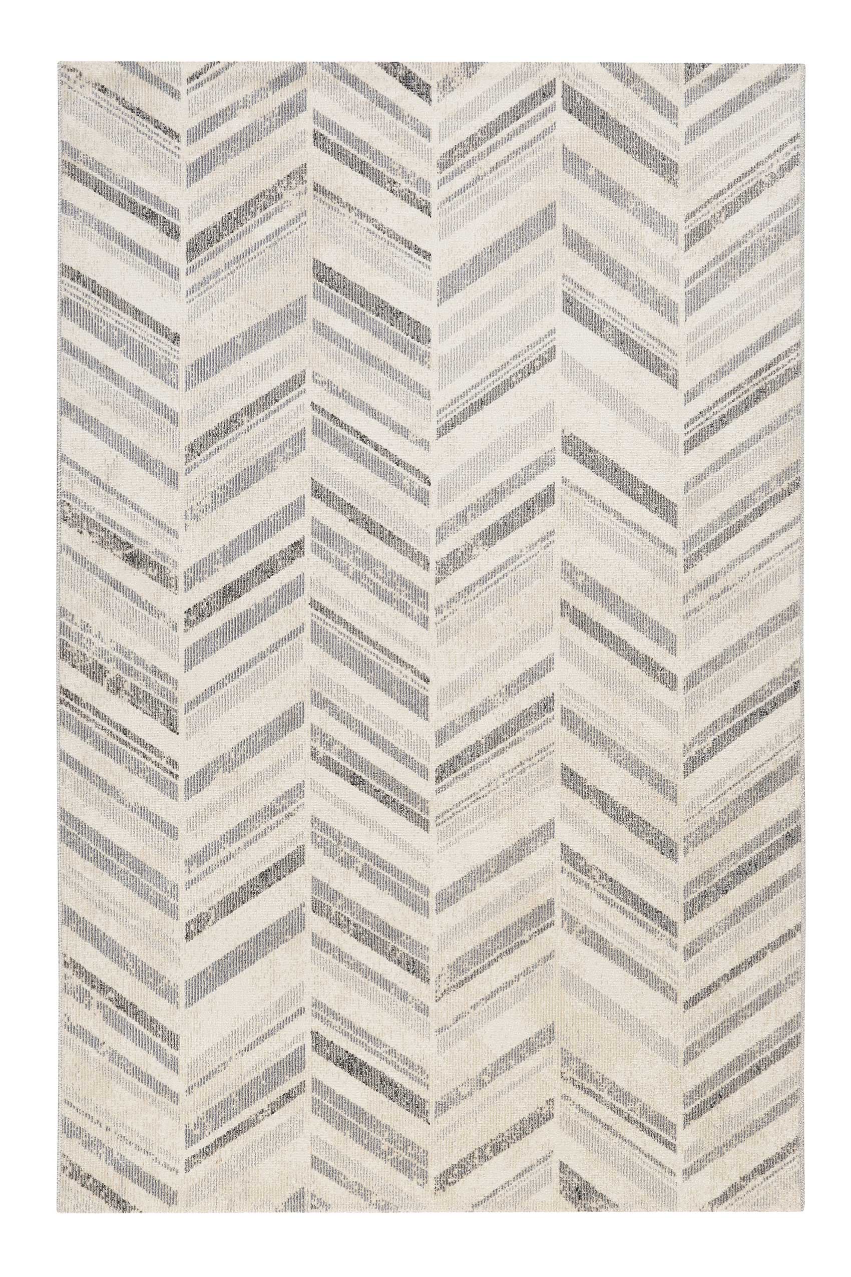 Tapis exterieur tissé plat motif chevrons vintage gris 133x200
