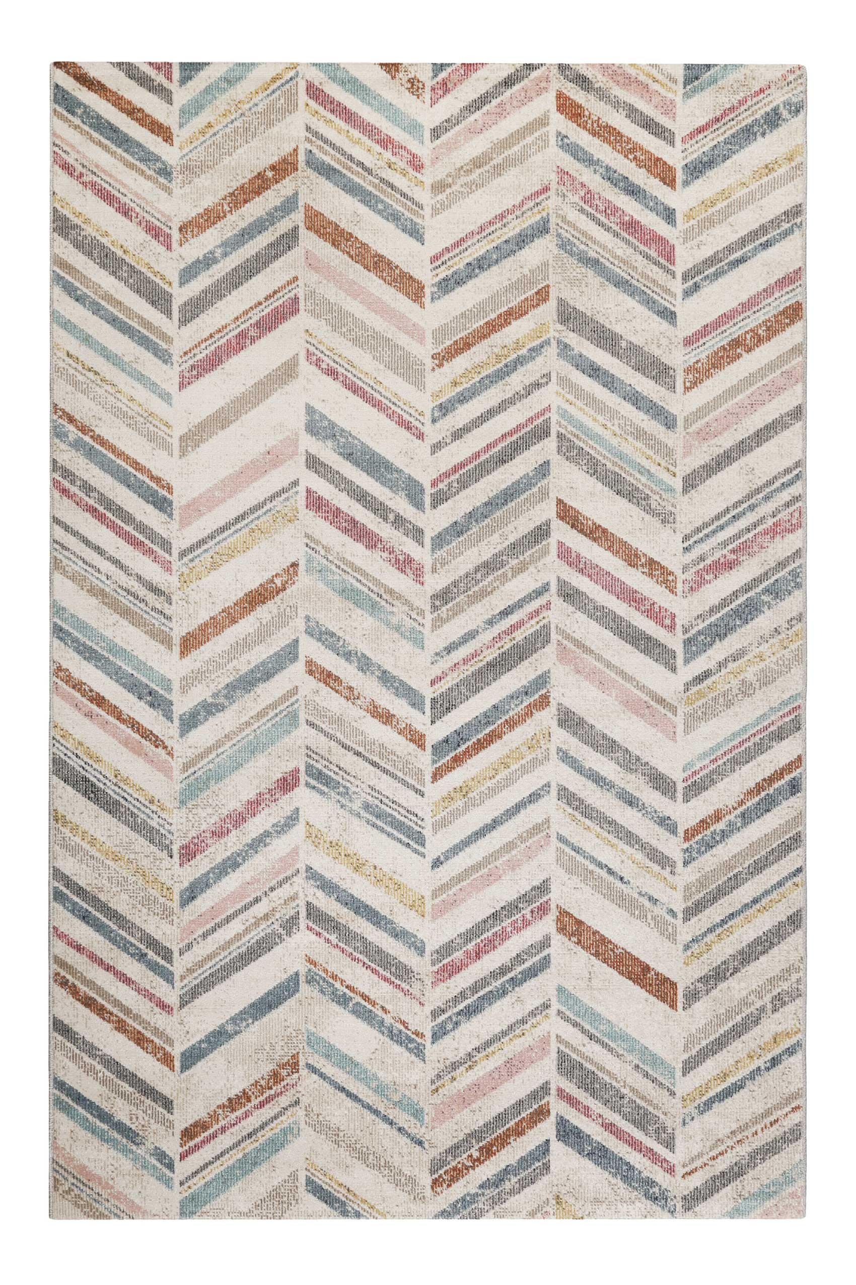 Tapis exterieur tissé plat motif chevrons vintage coloré 133x200