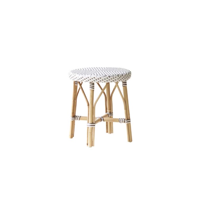 Tabouret en rotin et fibre synthétique 46cm blanc
