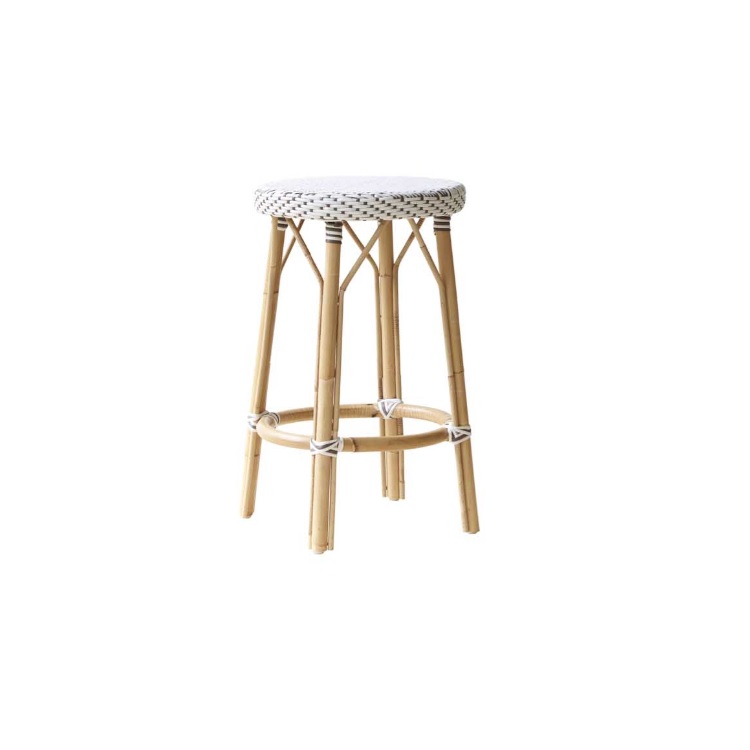 Tabouret en rotin et fibre synthétique 68cm blanc (photo) Tabouret en rotin et fibre synthétique 68cm blanc