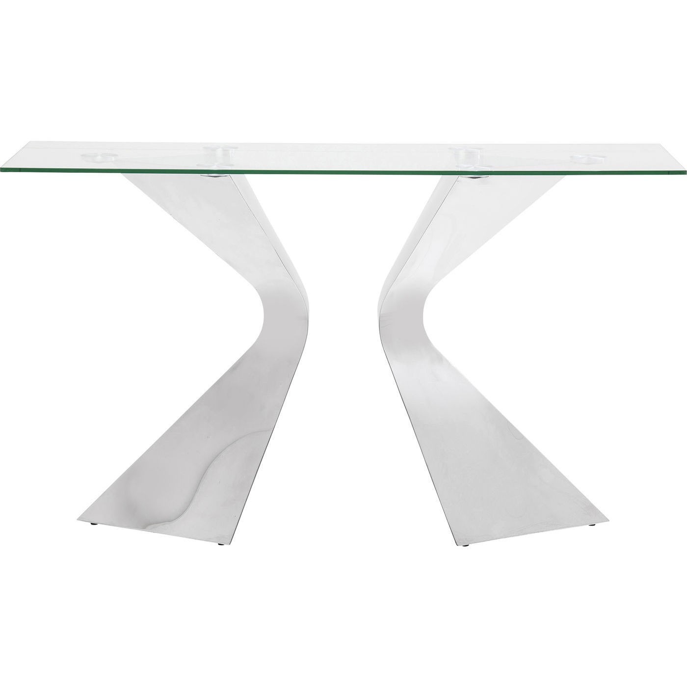 Console en verre et acier chromé