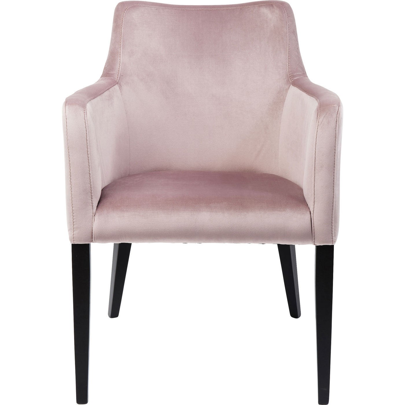 Chaise avec accoudoirs en velours rose et hêtre laqué noir