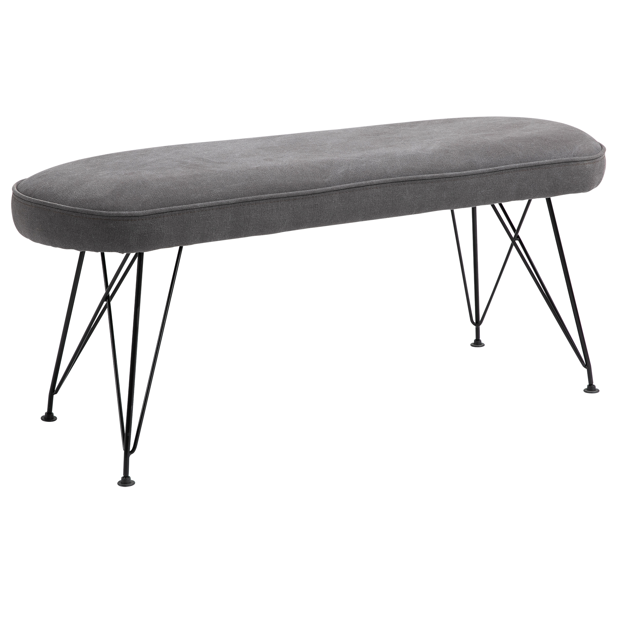 Banc banquette design contemporain pieds Eiffel en épingle lin gris (photo) Banc banquette design contemporain pieds Eiffel en épingle lin gris