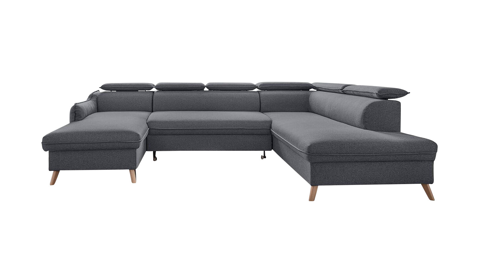 Canapé panoramique Angle droit 7 places Tissu Gris foncé Canapé panoramique Angle droit 7 places Tissu Gris foncé