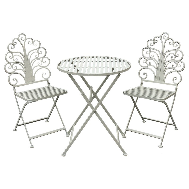 Ensemble salon de jardin fer pliable blanc Ensemble salon de jardin fer pliable blanc