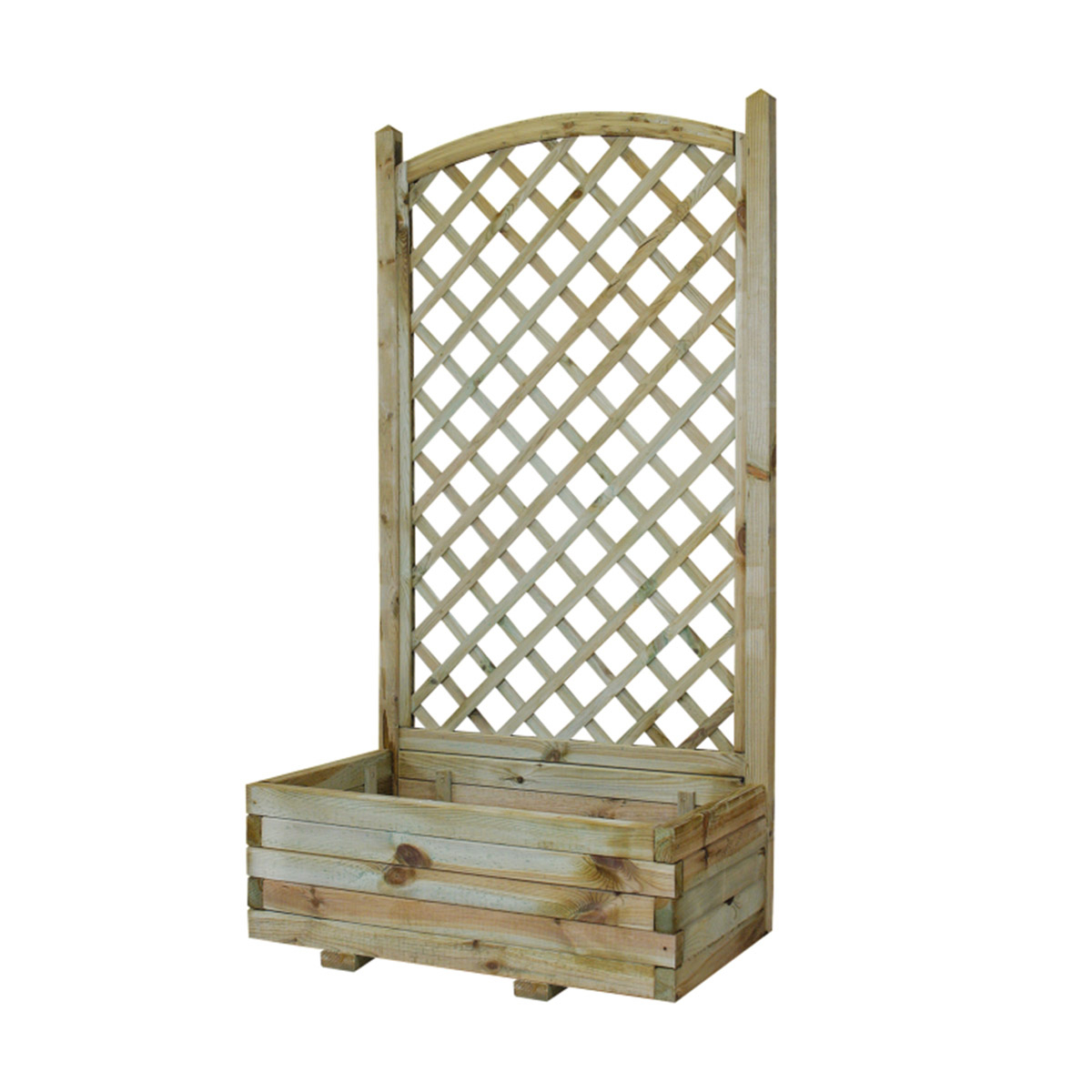 Jardinière avec treillage en arc en pin traité Jardinière avec treillage en arc en pin traité