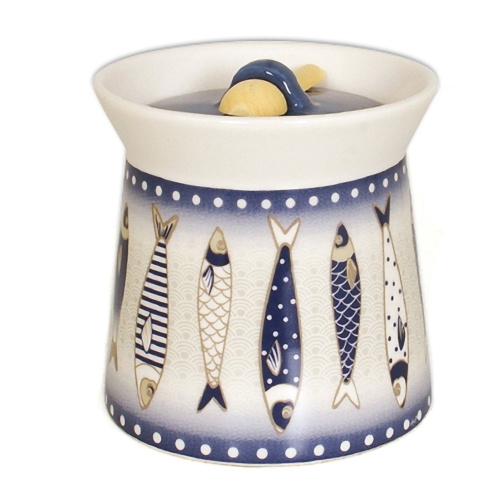 Boîte à gros sel en céramique avec cuillère Boîte à gros sel en céramique avec cuillère