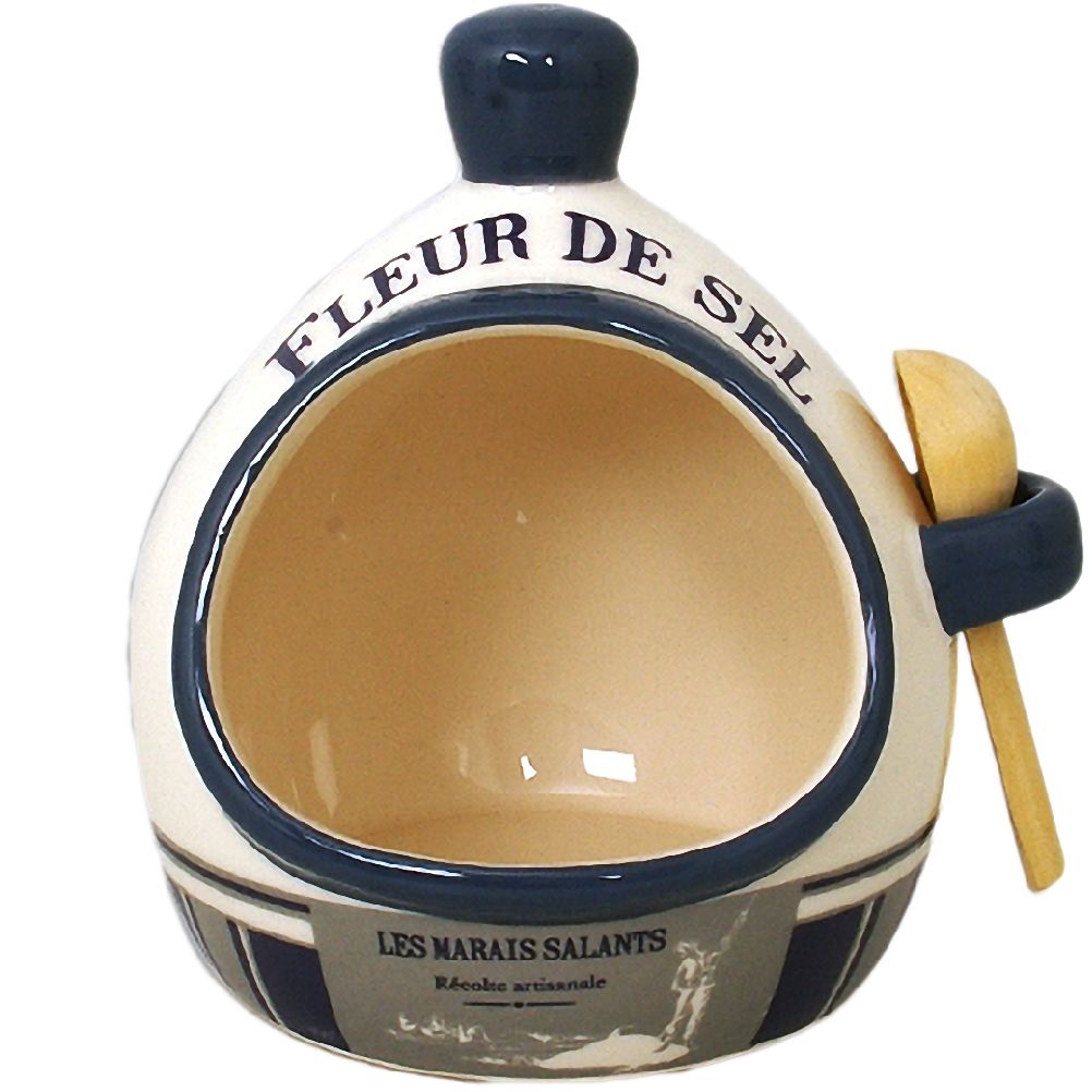 Pot à fleur de sel en céramique avec cuillère Pot à fleur de sel en céramique avec cuillère