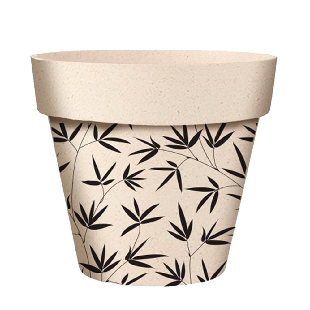 Cache pot feuilles en bambou D13,8cm (photo) Cache pot feuilles en bambou D13,8cm