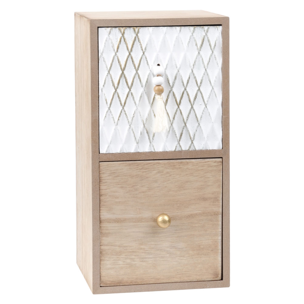 Boite avec 2 tiroirs en bois H22cm Boite avec 2 tiroirs en bois H22cm