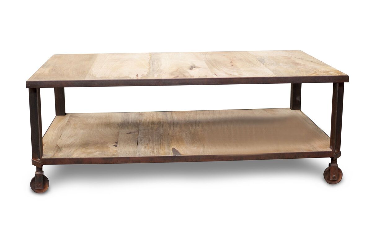 Table basse à 2 plateaux en bois marron Table basse à 2 plateaux en bois marron