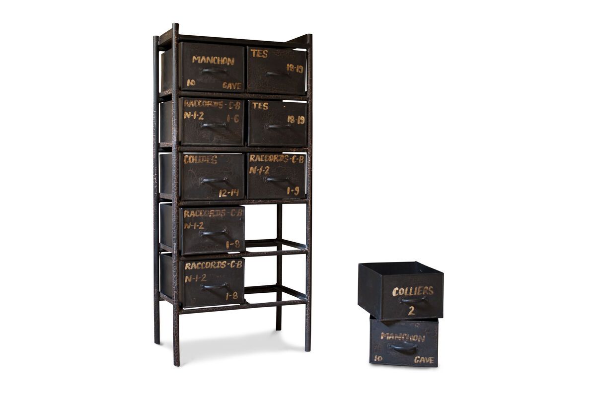 Commode d'atelier 10 tiroirs en métal noir