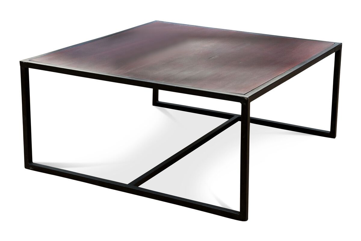 Table basse industrielle en bois marron