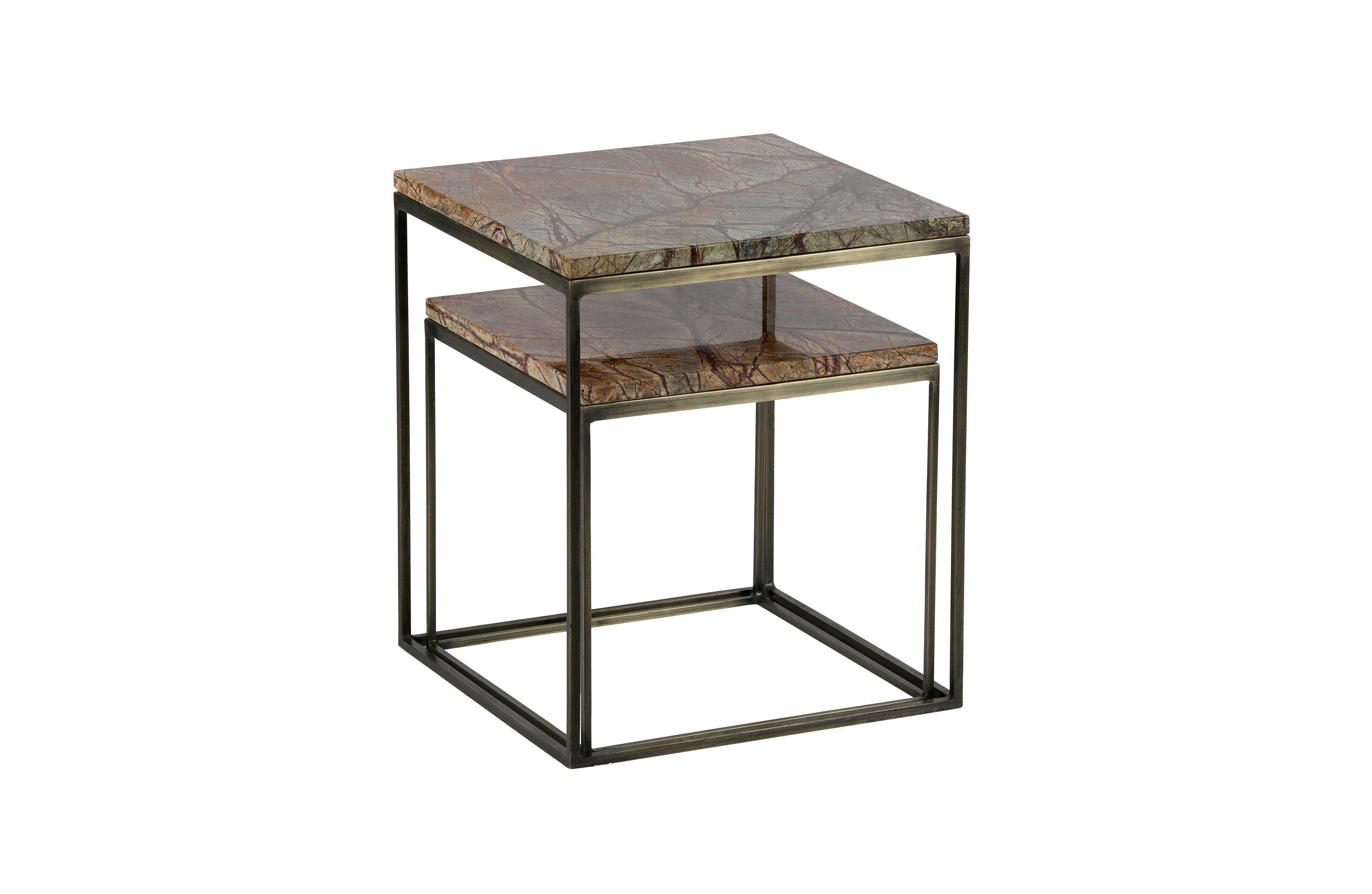 2 tables basses gigognes en marbre brun (photo) 2 tables basses gigognes en marbre brun