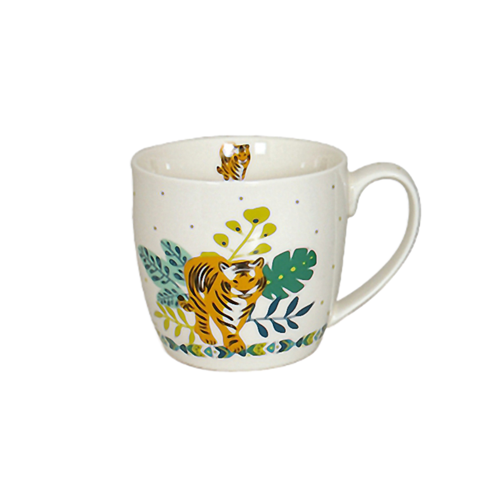 Tasse en porcelaine blanche tigre