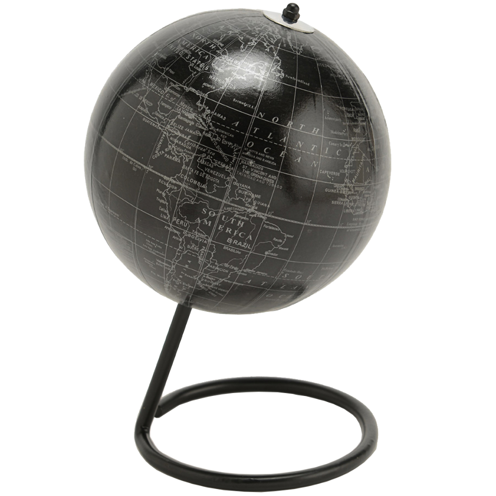 Globe terrestre noir et argent D16cm (photo) Globe terrestre noir et argent D16cm