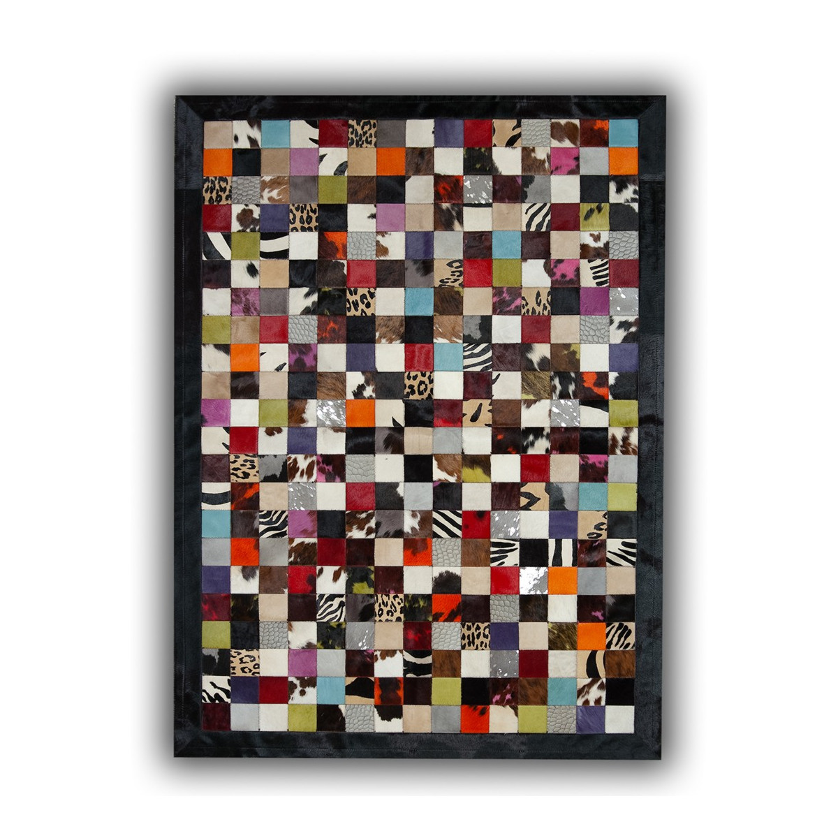 Tapis ethnique patchwork en peau de vache multicolore 140x200 Tapis ethnique patchwork en peau de vache multicolore 140x200