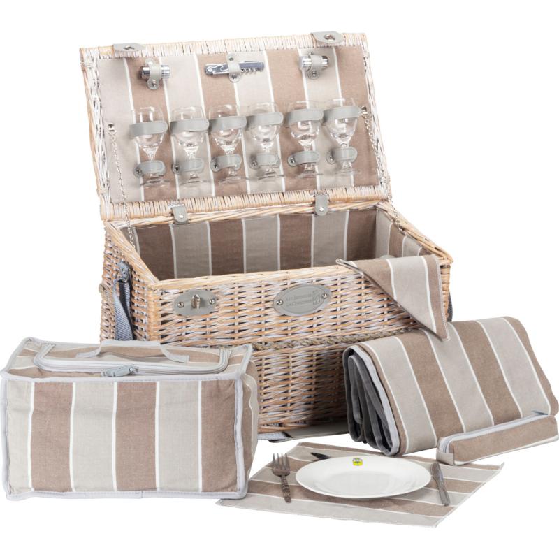 Panier pique-nique en osier Chinon 6 personnes avec nappe et glacière Panier pique-nique en osier Chinon 6 personnes avec nappe et glacière