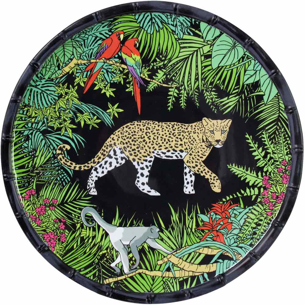 Grande assiette plate en mélamine avec des motifs jungle 28 cm